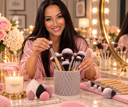 18-Piece Makeup Brush & Organizer Set